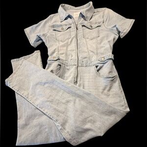 Celebrity Pink Light Wash Denim Zip-Front Jumpsuit